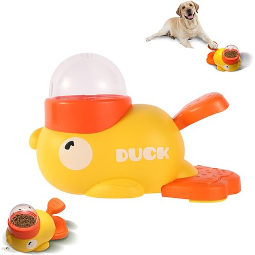 Ohphnt knabberente futterautomat Hund,Duck Dog Treats,Haustier Slow Feeder Spielzeug,entenform Hund Slow Feeder,2-in-1 Dog Interactive Slow Feeder,interaktives Spielzeug Für Hunde,Fun Treat Dispenser von Ohphnt