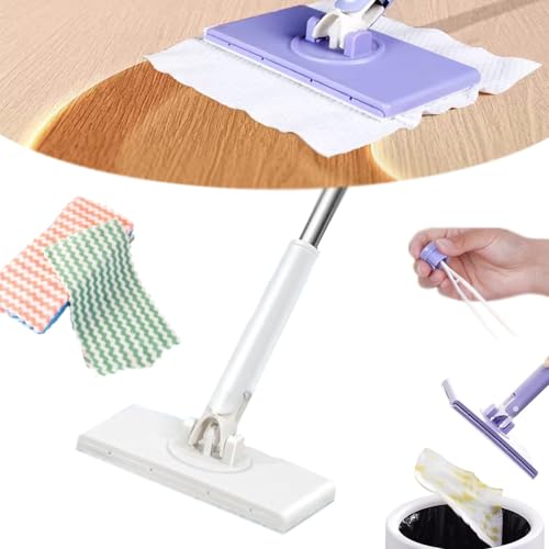 staubfreier handwischer,Automatischer Stoffwechsel Mini Mop, Handfreier Flachmopp Um 360° Drehbar, Mini-mopp Mit Automatischem Tuchwechsel, Tragbarer Flachmopp Mit Push Pull Griff, Flachmopps Für Die von Ohphnt