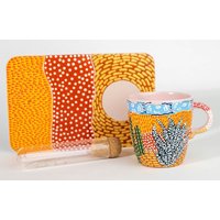 Kakteen Teetassen Set, Frühstückstablett, Teebecher Und Tablett, Tee-Geschenk, Teesieb, Tassengeschenk, Serviertablett, Snackbrett, Kleines von Ohtheplaceswegoshop