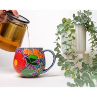Punkt Handbemalter Becher, Kaffeetasse, Umarmungsbecher, Kaffeeliebhaber, Einzigartiger Teeliebhaber, Kaffeebecher Handgemacht, Teebecher von Ohtheplaceswegoshop