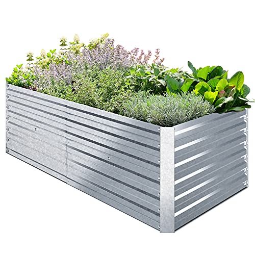 Ohuhu Hochbeet Metall Pflanzenbeet 180x90x60cm, Wetterfestes Stahlblech Hochbeet für Gemüse Erhöhte Extragroße, Gemüsebeet Pflanzkasten Frühbeet Gartenbeet Pflanzkübel Blumenkasten für Garten von Ohuhu