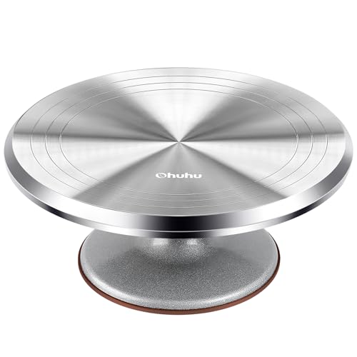 Tortenplatte Drehbar, Ohuhu Drehteller Torte 30 cm, Aluminiumlegierung Torten Drehteller, Drehbare Tortenplatte Geschenk zum Kuchendekoration von Ohuhu