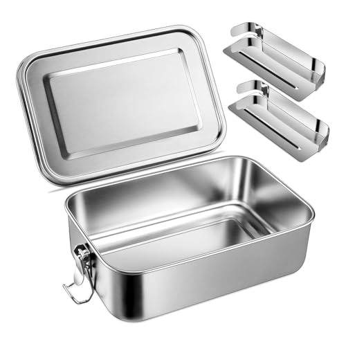 Ohulelks 1,332.4 g Bento Box, Edelstahl Lunchbox für Teenager, Metall Bento Box mit 2 flexiblen Fächern, 1400ml Lunchbox Ohulelks 1,332.4 g Bento Box, Edelstahl Lunchbox für Teenager, Metall Bento Box mit 2 flexiblen Fächern, 1400ml Lunchbox von Ohulelks