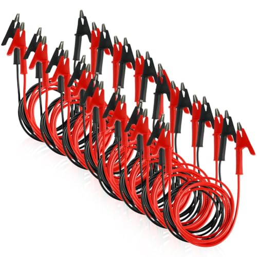 Ohulelks 16er-Pack Alligator Clips mit Drähten, 14 Gauge, 2 Farben Jumper Test Leads Set 1m/3.3FT Elektrische Testkabel von Ohulelks