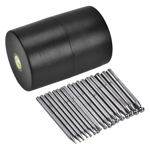 Ohulelks 17-Teiliges Dapping-Punch-Set für Schmuck, Goldschmiedearbeiten, Doming-Werkzeug, Dapping-Block-Punch für Handwerker und Künstler von Ohulelks