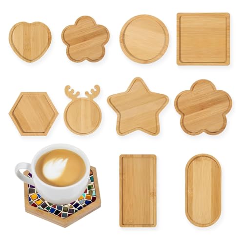 Ohulelks Holzmosaik-Basen, Mosaik-Kits in Verschiedenen Formen für Mosaikhandwerk, DIY-Mosaikfliesen-Untersetzerbasis von Ohulelks