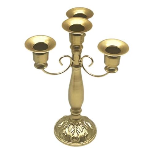 Ohulelks Mehrarmiger Kerzenständer, Kerzenhalter, Hochzeits-Mittelstück, Kerzenständer, Vintage-Design, Hoch, Eleganter Kerzenständer, Gold von Ohulelks