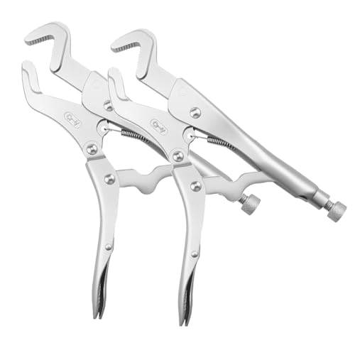 Ohulelks Schraubstockzangen-Set, Feststellzange mit Gebogenen Backen, Verstellbare Schweißzange für die Reparatur Von Massiven Rohrschellen, Schnellspanngriffe von Ohulelks