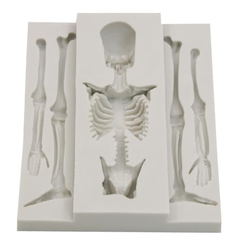 Ohulelks Silikonform für Schokolade mit Totenkopf-Skelett, 3D-Silikonform mit Skelett-Knochen, für die Herstellung Von Süßigkeiten und Keksen, zum Selberbacken von Ohulelks