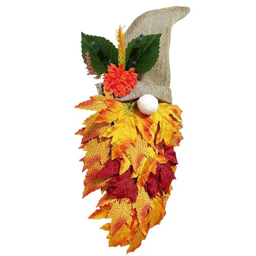 Ohulelks Weihnachtskranz mit Herbstzwergen, Herbstkranz mit Herbstzwergen Als Türbehang, Herbstkranz mit Ahornblättern, Künstliche Kranzdekorationen von Ohulelks