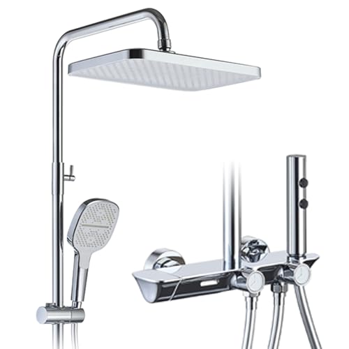Duschsystem,Duschsystem mit thermostat,Duschsäuleset 4 in 1 mit 320 x 220 mm Regendusche,Regendusche Duschsystem mit Duschkopf,Duschgarnitur mit regendusche (Chrome) von OihPaw