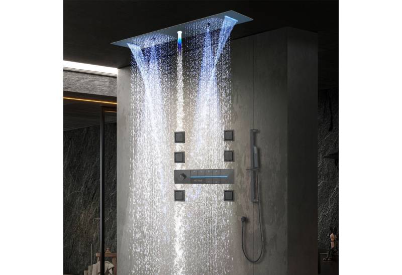 Oihpaw Duschsystem 900 x 300 mm 4 Funktions LED Musik Duschkopf, Ganzkörper Duschsystem, 4 Strahlart(en), Thermostatisches Duschventil mit 6 Funktionen von Oihpaw