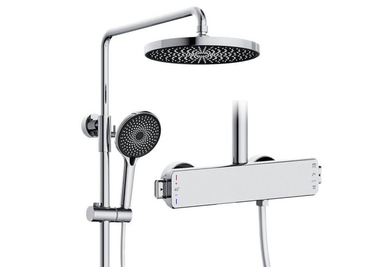 Oihpaw Duschsystem mit thermostat,Vielseitig Duschset,Ausgestattet mit Runden Kopfbrause, Höhe 70 cm, 3 Strahlart(en), Handbrause Und Versteckt Wasserauslass Unten von Oihpaw