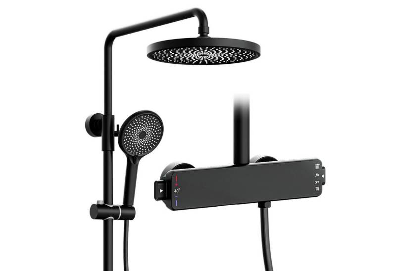 Oihpaw Duschsystem mit thermostat,Vielseitig Duschset,Ausgestattet mit Runden Kopfbrause, Höhe 70 cm, 3 Strahlart(en), Handbrause Und Versteckt Wasserauslass Unten von Oihpaw
