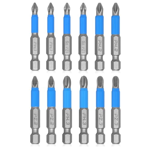 Oiieco 12 Stück Magnetische Schraubendreher-Bit-Set, S2-Stahl 1/4 Zoll, für Akkuschrauber, PH/PZ Kreuzschlitz, PH1 PH2 PH3 PZ1 PZ2 PZ3 Bit Set für Elektro und Handschrauber Oiieco 12 Stück Magnetische Schraubendreher-Bit-Set, S2-Stahl 1/4 Zoll, für Akkuschrauber, PH/PZ Kreuzschlitz, PH1 PH2 PH3 PZ1 PZ2 PZ3 Bit Set für Elektro und Handschrauber von Oiieco