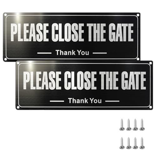 Oiieco 2 Stück Schild mit Aufschrift "Please Close The Gate", Please Shut The Gate, schwarzes Edelstahl-Türschild, Wand oder Tür, personalisierbar, für Innen- und Außenbereich, Tor, Garten Oiieco 2 Stück Schild mit Aufschrift "Please Close The Gate", Please Shut The Gate, schwarzes Edelstahl-Türschild, Wand oder Tür, personalisierbar, für Innen- und Außenbereich, Tor, Garten von Oiieco