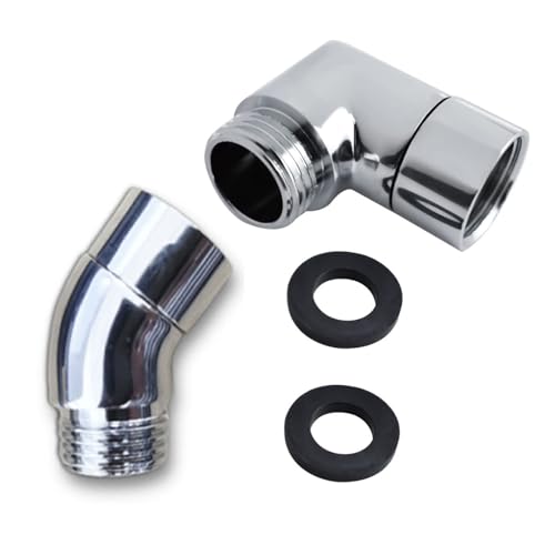 Oiieco Winkelstück für Handbrause set, 1 Handbrause Adapter 90 Grad, 1 Handbrause Adapter 135 Grad mit Unterlegscheiben Adapter 1/2 Zoll für Handbrause Duschfilteranschluss (Silber) von Oiieco