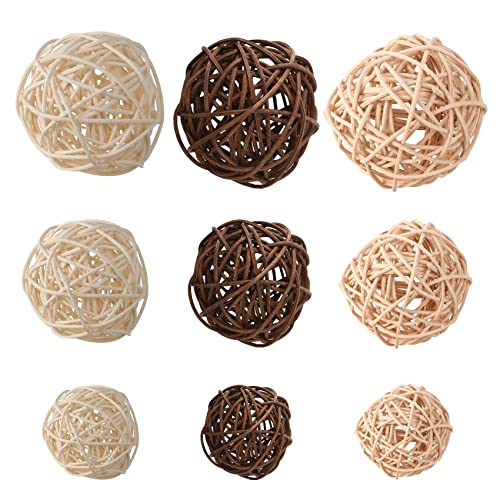 Oikabio 21 Stück / Lot gemischte 3 Farben Rattankugeln gefüllt für Weihnachtsdekoration Hochzeitsbankett, verschiedene Größen (3 cm / 5 cm / 7 cm) von Oikabio