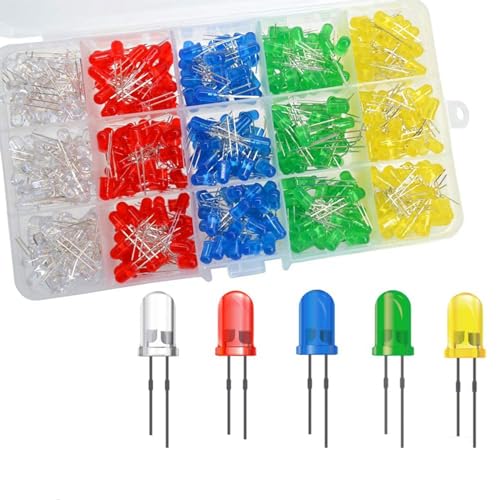 Oilmal 500 Stück Hell 3 Mm 5 Mm Rund Diffus Grün/gelb/blau/weiß/rot LED Leuchtdioden Set LED Dioden Set von Oilmal