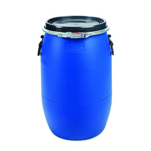 OIPPS 60 Liter Blauer Deckelfass, 100% Lebensmittelqualität Wasserdicht, UN-zertifiziert, Regentonne, Plastikfass Lagerfass, luftdicht stapelbar von Oipps