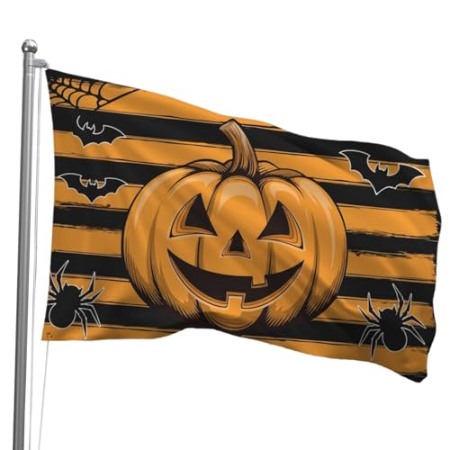 Große Halloween-Hausflagge, 90 x 150 cm, Oirquent auffälliges Skelett-Design auf Polyester, für Garten, Schulfestival und Süßes oder Saures Dekor Große Halloween-Hausflagge, 90 x 150 cm, Oirquent auffälliges Skelett-Design auf Polyester, für Garten, Schulfestival und Süßes oder Saures Dekor von Oirquent