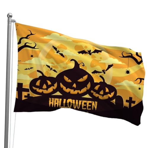 Oirquent Halloween-Flagge für den Außenbereich, 90 x 150 cm, lichtbeständiges Polyester-Banner mit Messingösen, für Hof- und Gartendekoration von Oirquent