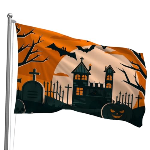 Oirquent Halloween-Outdoor-Banner 90 x 152 cm – Polyester-Hofflagge für gruselige Haus- und Gartendekoration von Oirquent