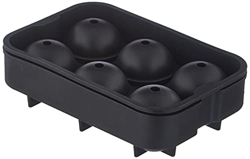 2er Set Oishii XXL Eiswürfel-Form aus Silikon für 6 große Eiskugeln Durchmesser: 4,5 cm (Schwarz) von Oishii