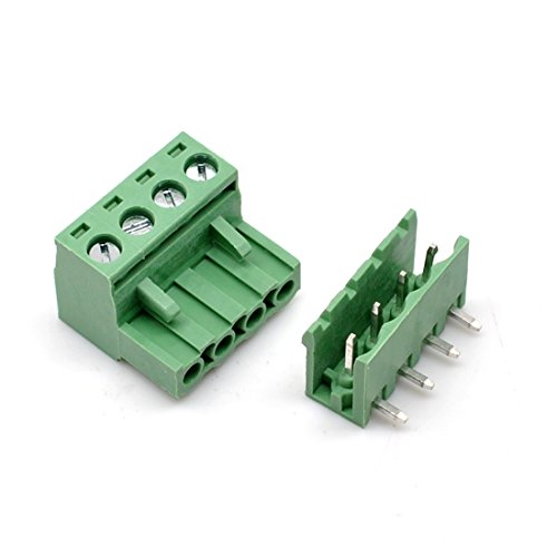 Oiyagai 10 Sets 4-Pin 5,08mm Rastermaß Rechtwinkliger Stecker Buchse PCB Schraubklemmenblock von Oiyagai