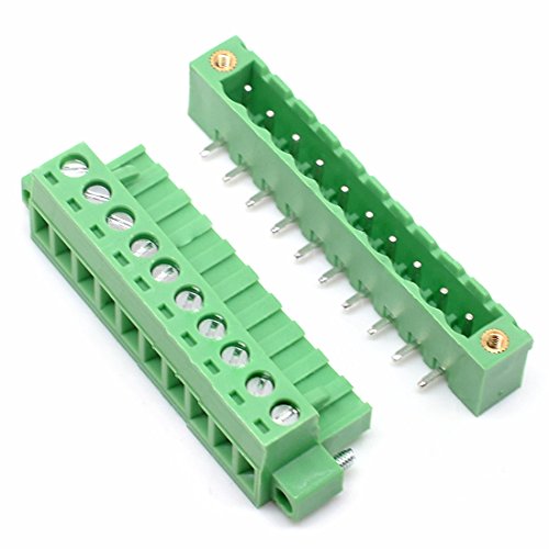 Oiyagai 10 Set 5,08mm Pitch Rechtwinkliger 10 Pin PCB Steckbare Klemmenblöcke Verbinder Grün von Oiyagai
