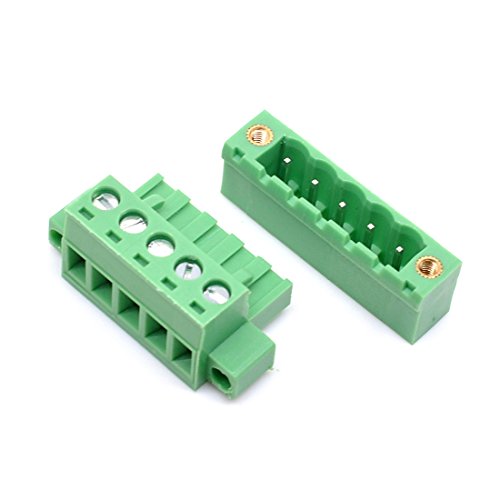 Oiyagai 10 Set 5,08 mm Raster Rechter Winkel 5-Pin PCB Steckerbare Terminalblock-Anschlüsse Grün von Oiyagai