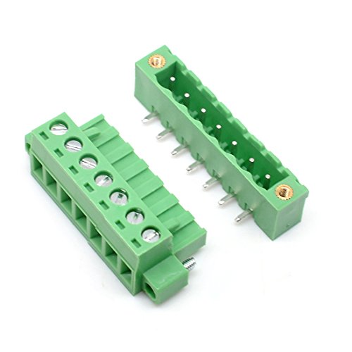 Oiyagai 10 Set 5,08 mm Pitch rechter Winkel 7-Pin PCB Steckerterminalblockanschlüsse Grün von Oiyagai