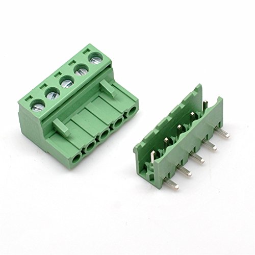 Oiyagai 10 Sets 5-polige Leiterplatten-Steckklemmen, 5.08mm Rastermaß, rechtwinklig, steckbare Schraubklemmen für PCB-Montage von Oiyagai