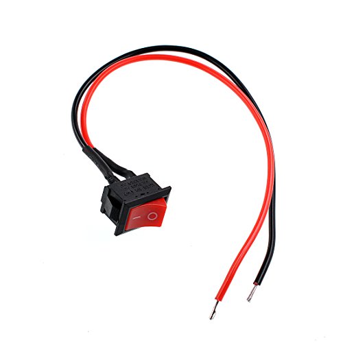 Oiyagai 10 Stück AC 6A/250V 10A/125V 2 Löt SPST EIN/Aus Mini Boot Verdrahteter Wippschalter 2-poliger Kippschalter mit Linien (Rot) von Oiyagai