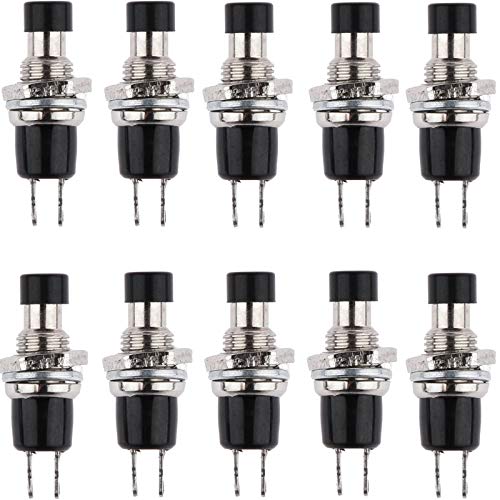 Oiyagai 10 Stück PBS-110 PBS-105B Mini Mikro Drucktaster 1A 250V AC SPST Lockless Momentary EIN/AUS Schalter Schwarz Kappe (Normalerweise Geschlossen) von Oiyagai