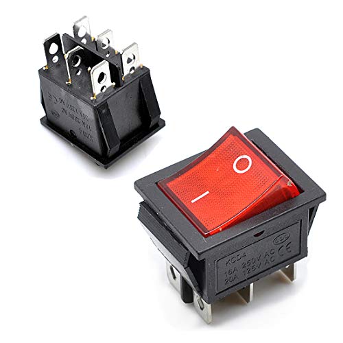 Oiyagai 10pcs KCD4 Rotlicht 6 Pin AC 250V 10A 125V 16A 2 Position DPDT Boot Wippschalter für Auto, Motorrad von Oiyagai