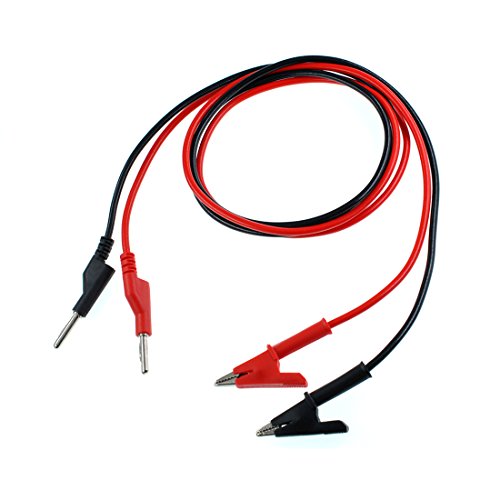 Oiyagai 2 Stück 4MM stapelbare Bananenstecker und Alligator-Clip-Prüfleitungen für Multimeter oder Labor-Elektroprüfung (Rot + Schwarz) von Oiyagai