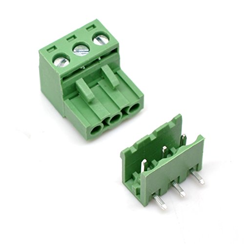 Oiyagai 20 Sets 3-Pin 5,08mm Rastermaß Rechtwinkliger Stecker Buchse PCB Schraubklemmenblock von Oiyagai