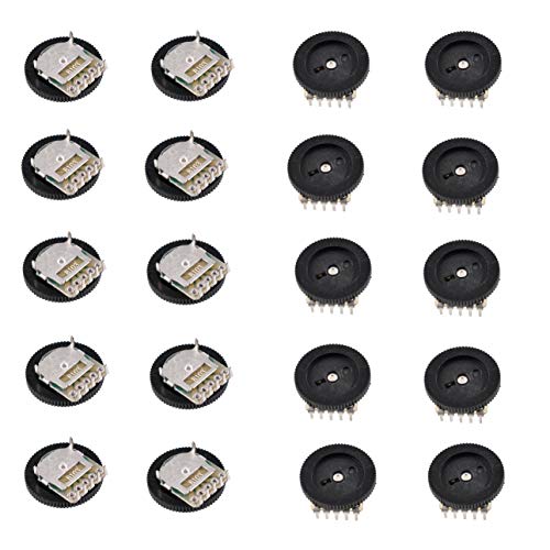 Oiyagai 20 Stück B103 16 x 2 mm 10 K Ohm Doppelzifferblatt Kegelrad Duplex Potentiometer von Oiyagai