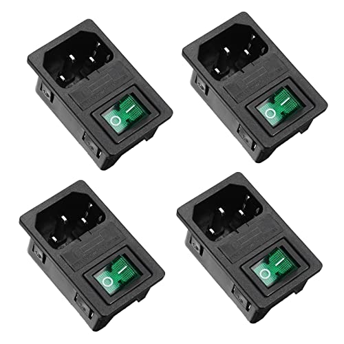 Oiyagai 4 Sets IEC320 C14 Eingang Modulstecker Sicherungsschalter Netzstecker mit Schalter AC 250V 10A (Grün) von Oiyagai