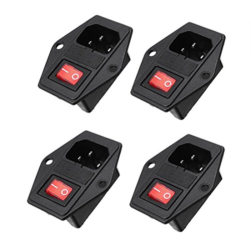 Oiyagai 4 Stk. IEC320 C14 Einlassmodulstecker Sicherungsschalter Steckersteckdose mit Schalter AC 250V 10A Rotlicht von Oiyagai