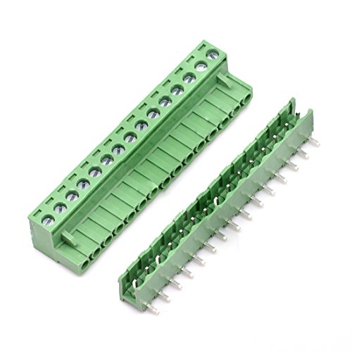 Oiyagai 5 Set 15 Pin 5,08mm Pitch Rechtwinkliger Männlich Weiblich PCB Schraubklemmenblock von Oiyagai
