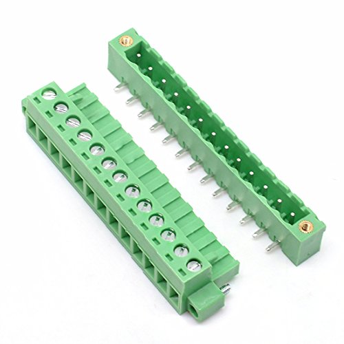 Oiyagai 5 Set 5,08 mm Pitch rechter Winkel 13-Pin PCB Steckerterminalblockanschlüsse Grün von Oiyagai