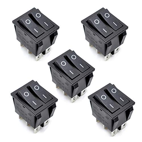 Oiyagai 5 Stück KCD4 AC 250V 16A Schwarzes 6-Pin Terminals ON/Off Doppel SPST 2-Wege-Snap-In Boot Wippschalter Oiyagai 5 Stück KCD4 AC 250V 16A Schwarzes 6-Pin Terminals ON/Off Doppel SPST 2-Wege-Snap-In Boot Wippschalter von Oiyagai