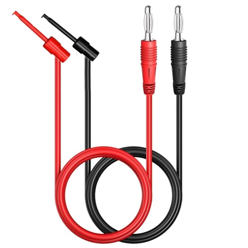 Oiyagai 2 Stück Bananenstecker auf Minigrabber, 4 mm Bananenstecker auf Prüfhaken, Drahtkabelsatz für Multimeter, 3 A, Rot/Schwarz, 0,9 m von Oiyagai
