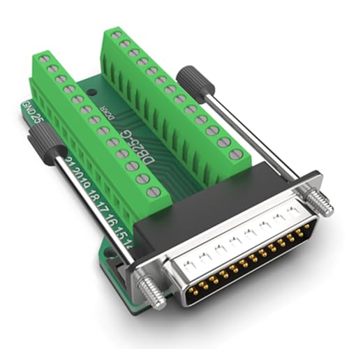 Oiyagai DB25 Stecker Breakout-Board Anschluss – D-SUB 25-poliger Lötfreier Terminaladapter, RS232-Seriell zu Verdrahtungsmodul (Niet/Stecker) von Oiyagai