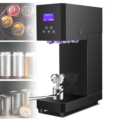 Automatische Dosenverschließmaschine, kommerzieller Tischdosenverschließer mit intelligentem LCD-Display, schnelles und präzises Verschließen von Dosen, Flaschen und Gläsern,Black von Oiyekntd