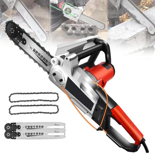 Elektrische Betonkettensäge, 13,8/18,9 Zoll Handkettensägen-Wandschneider, Elektrischer Diamantketten-Wandschneider, mit wassergespeister Staubunterdrückung, für Granit, Stahlbeton,Double Chain-480 von Oiyekntd