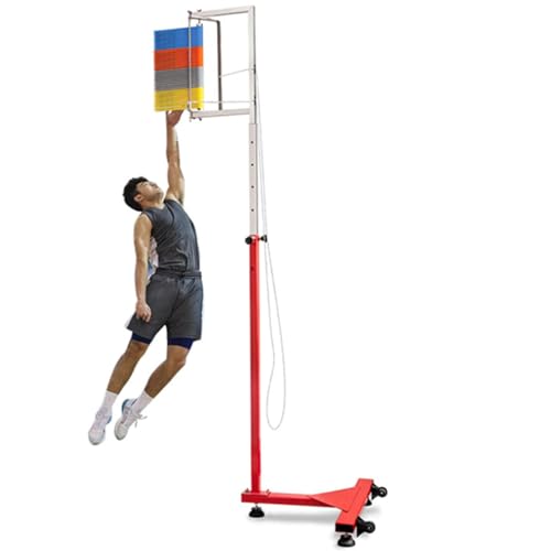 Oiyekntd Einstellbare Höhe vertikaler Jump -Tester, Schul -Fitnessstudio -Trainingstraining -Ausrüstung, Metallboden Stehhochsprung -Messwerkzeug mit farbenfrohen Schloss,1.4-3m von Oiyekntd