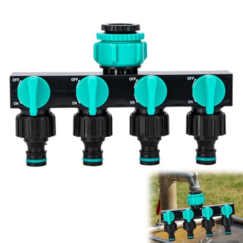 3/4 Zoll und 1/2 Zoll Wasseranschluss Verteiler,4-Wege-Verteiler,mit individuellem Absperrhähnen, für Geräte/Gartenschläuche von Oizemori